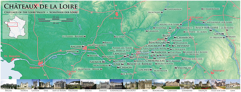 Carte chateaux de la loire