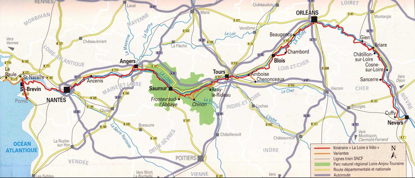 Chateaux de la loire en vélo itinéraire