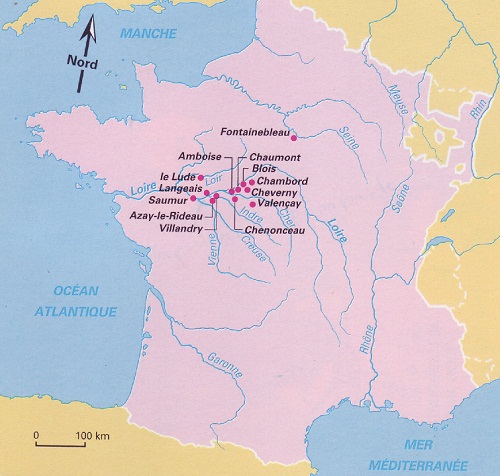 Carte de france chateau de la loire