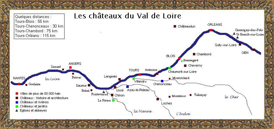 Carte les chateaux de la loire
