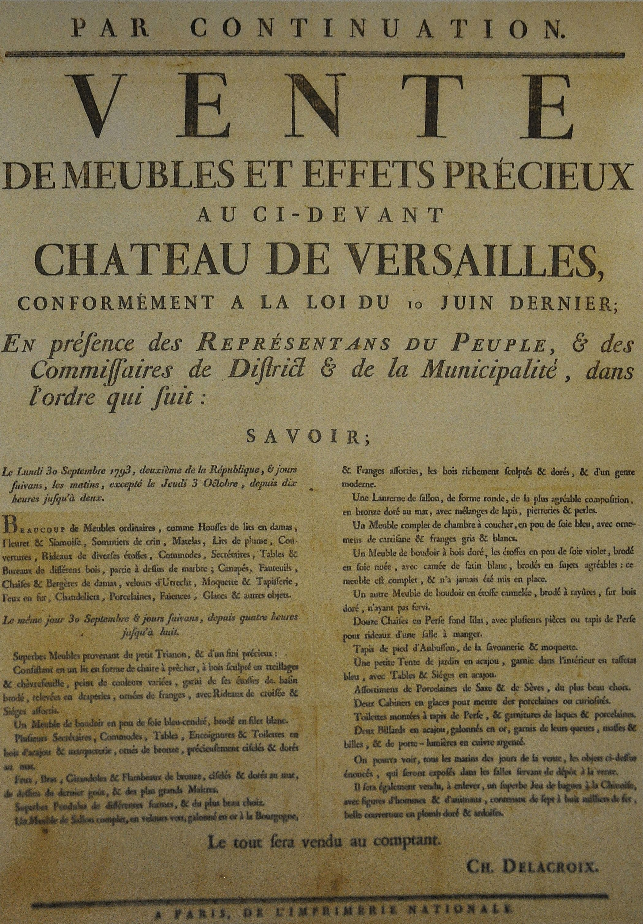 Vente chateau de versailles